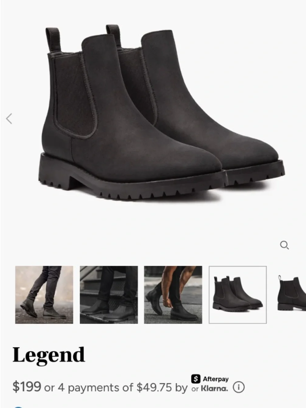 Thursday Boot Company Men’s Legend Black Leather Lug Sole Chelsea Boots Size 7